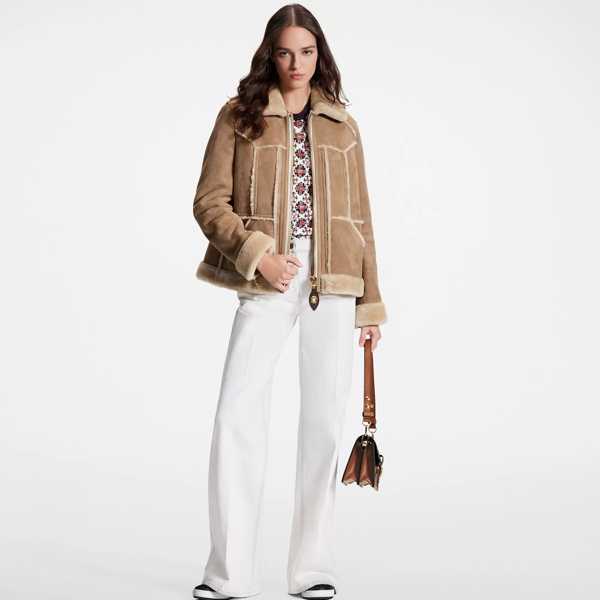 Store Louis Vuitton Topstitched Shearling Coat