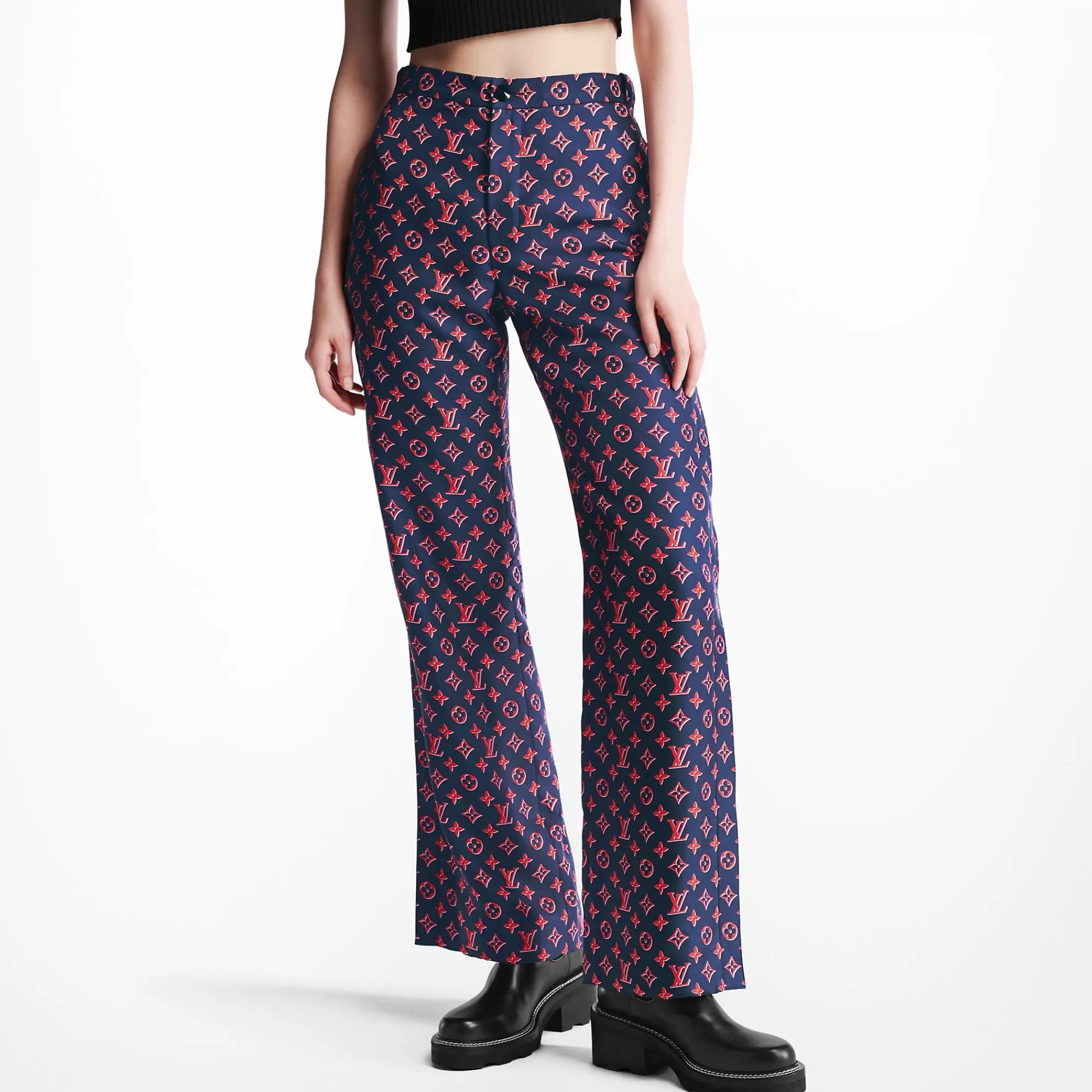 Discount Louis Vuitton Tricolor Monogram Wide-Leg Pants