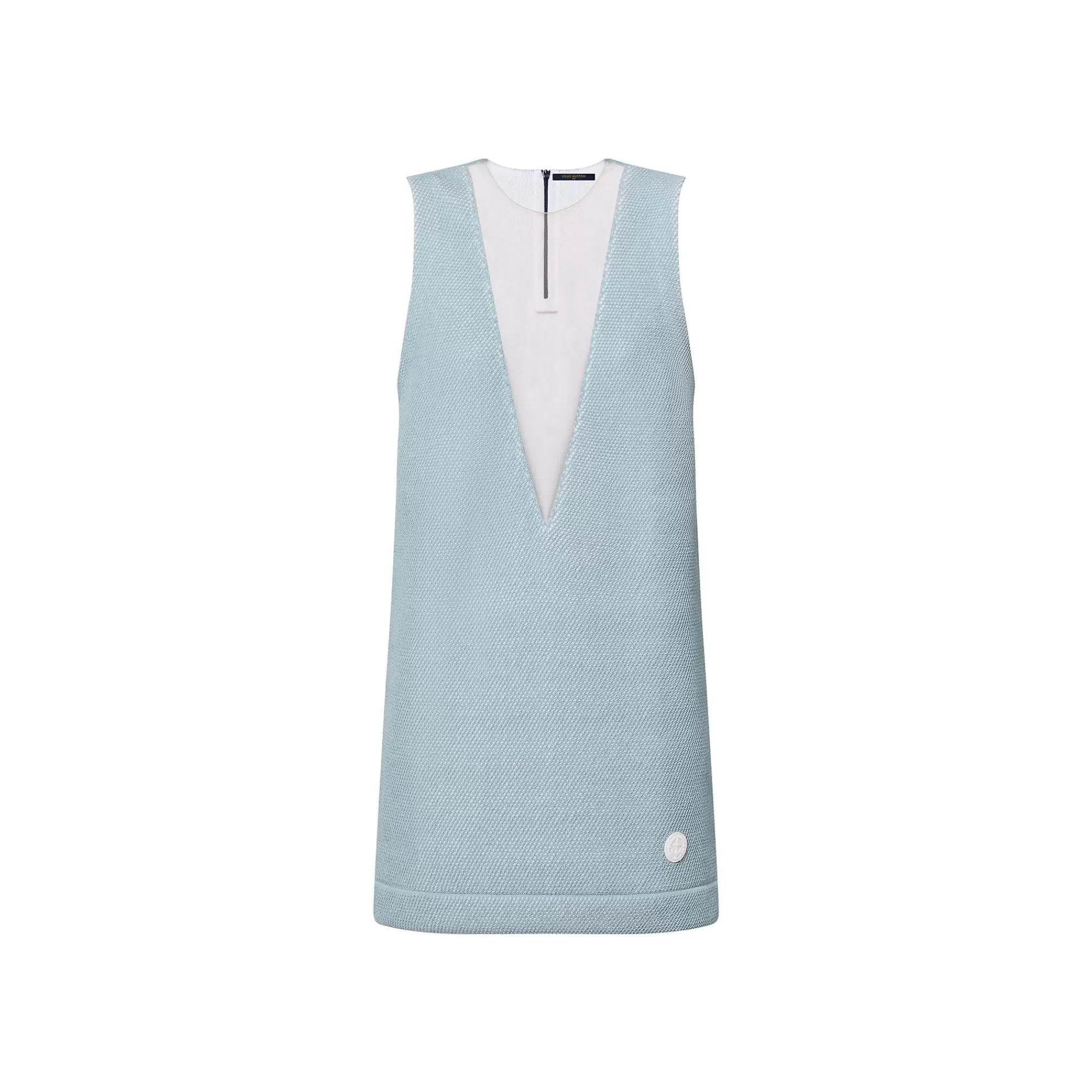 Shop Louis Vuitton Tulle Insert Knit Dress Bleu Glacier