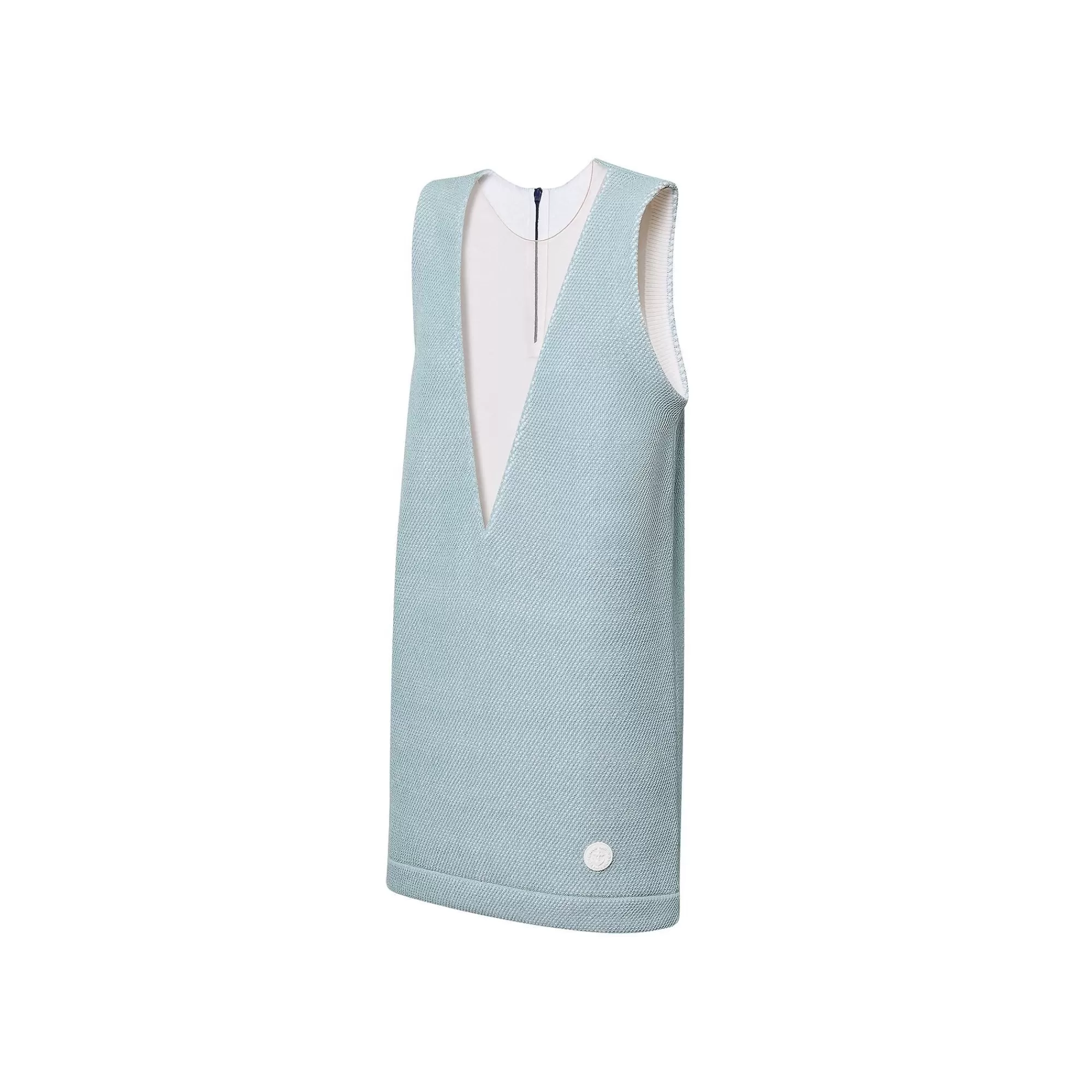 Shop Louis Vuitton Tulle Insert Knit Dress Bleu Glacier