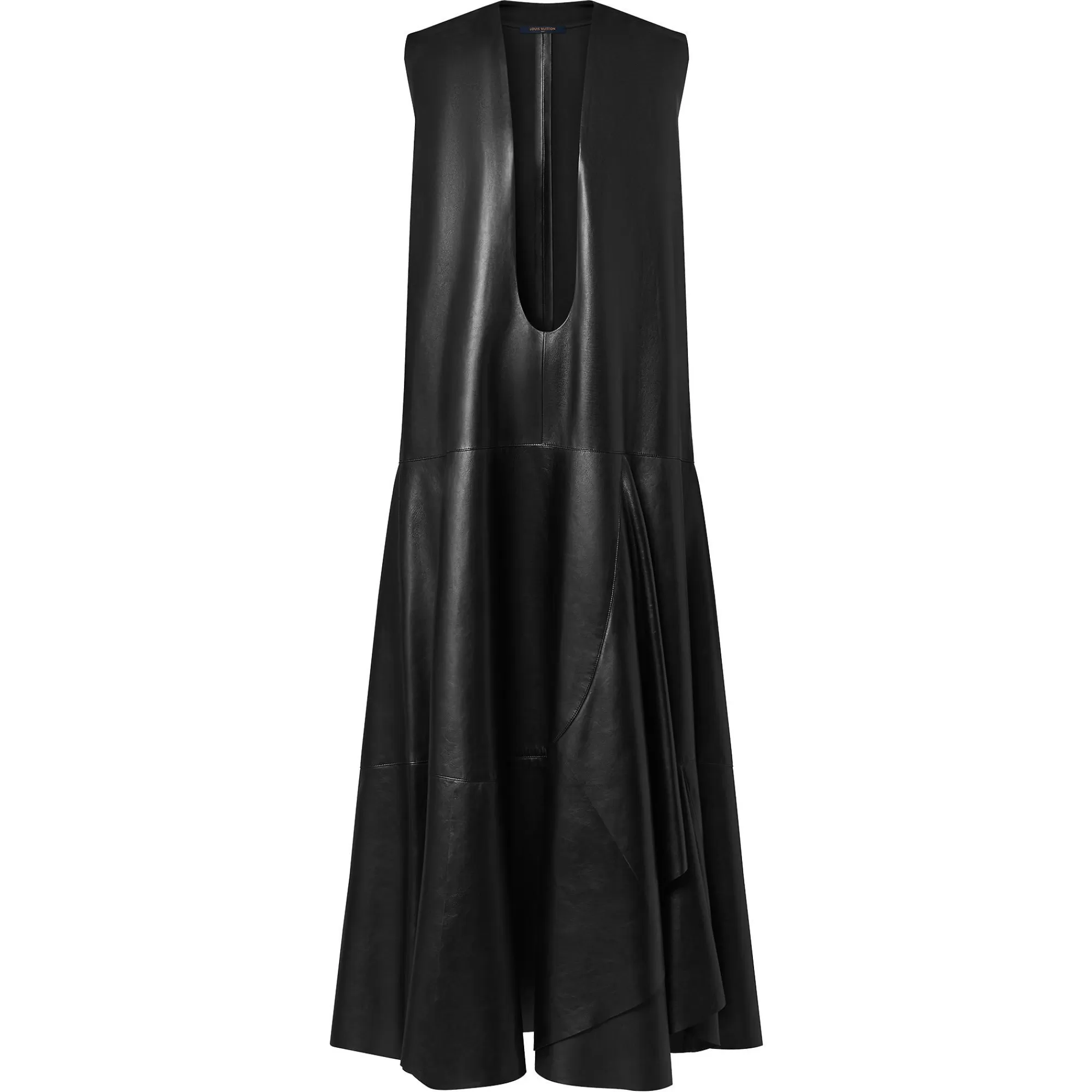 Outlet Louis Vuitton U-Neck Leather Tent Dress