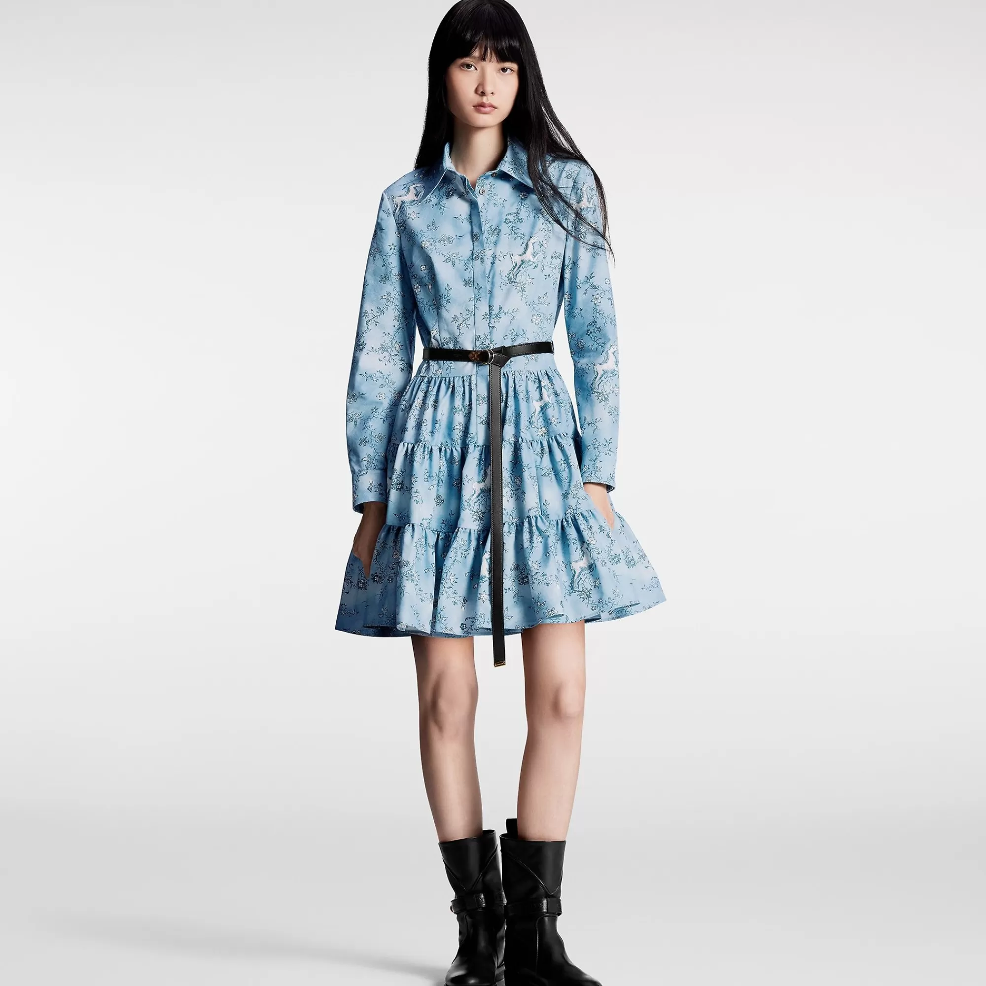 Best Louis Vuitton Unicorn Print Belted Shirt Dress
