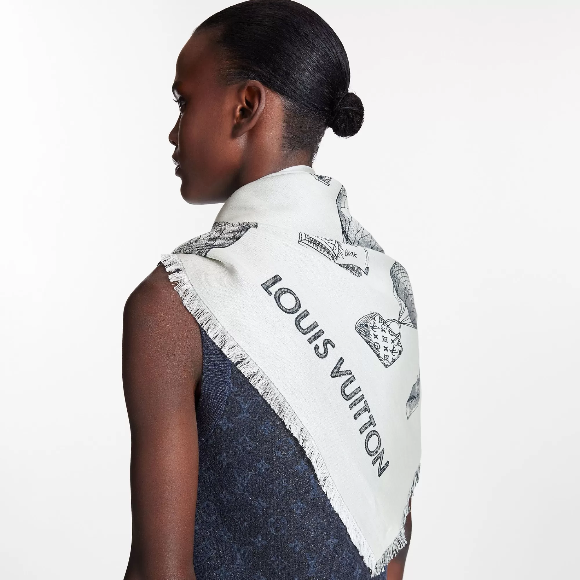 Outlet Louis Vuitton Up And Away Shawl Ink