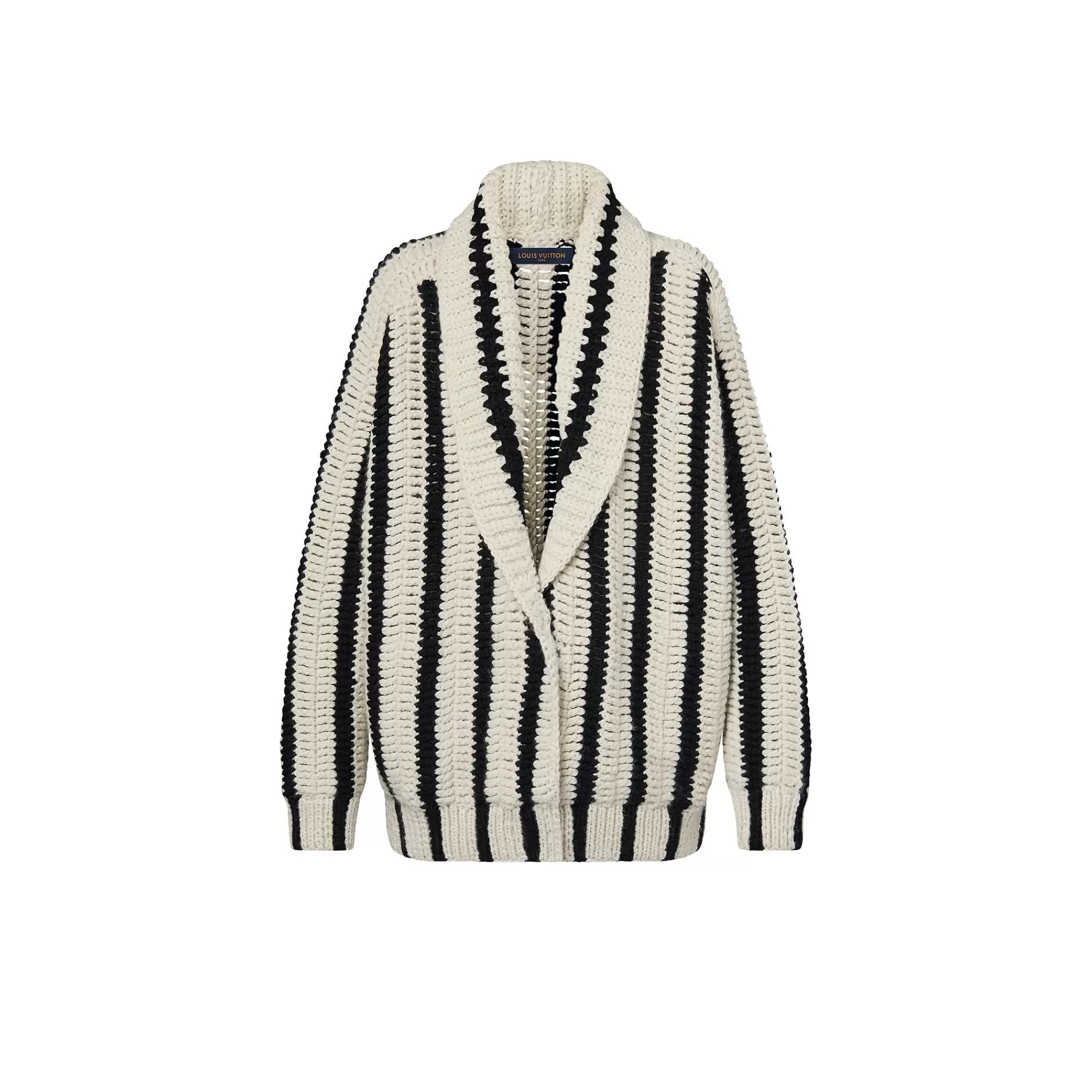 Clearance Louis Vuitton Vertical Stripes Shawl Collar Cardigan