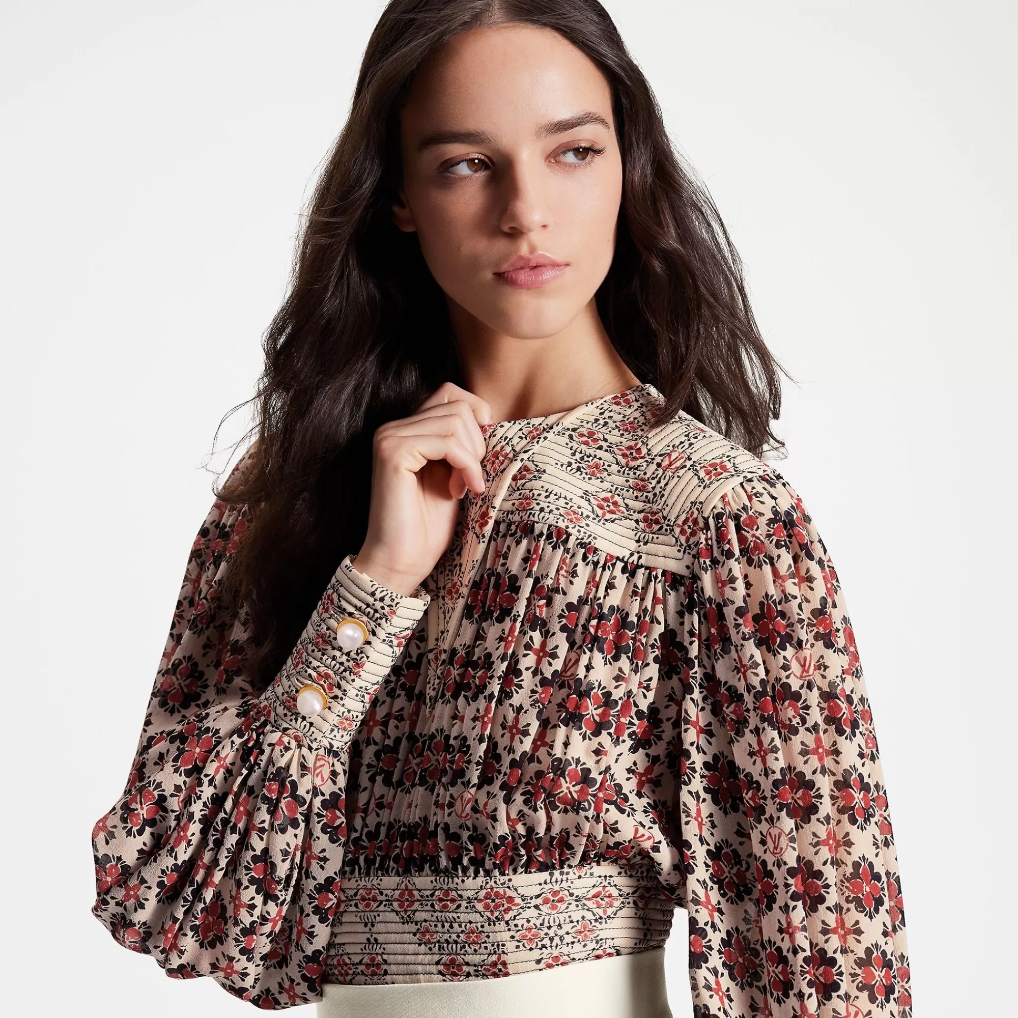 Best Louis Vuitton Vintage Monogram Silk Blouse