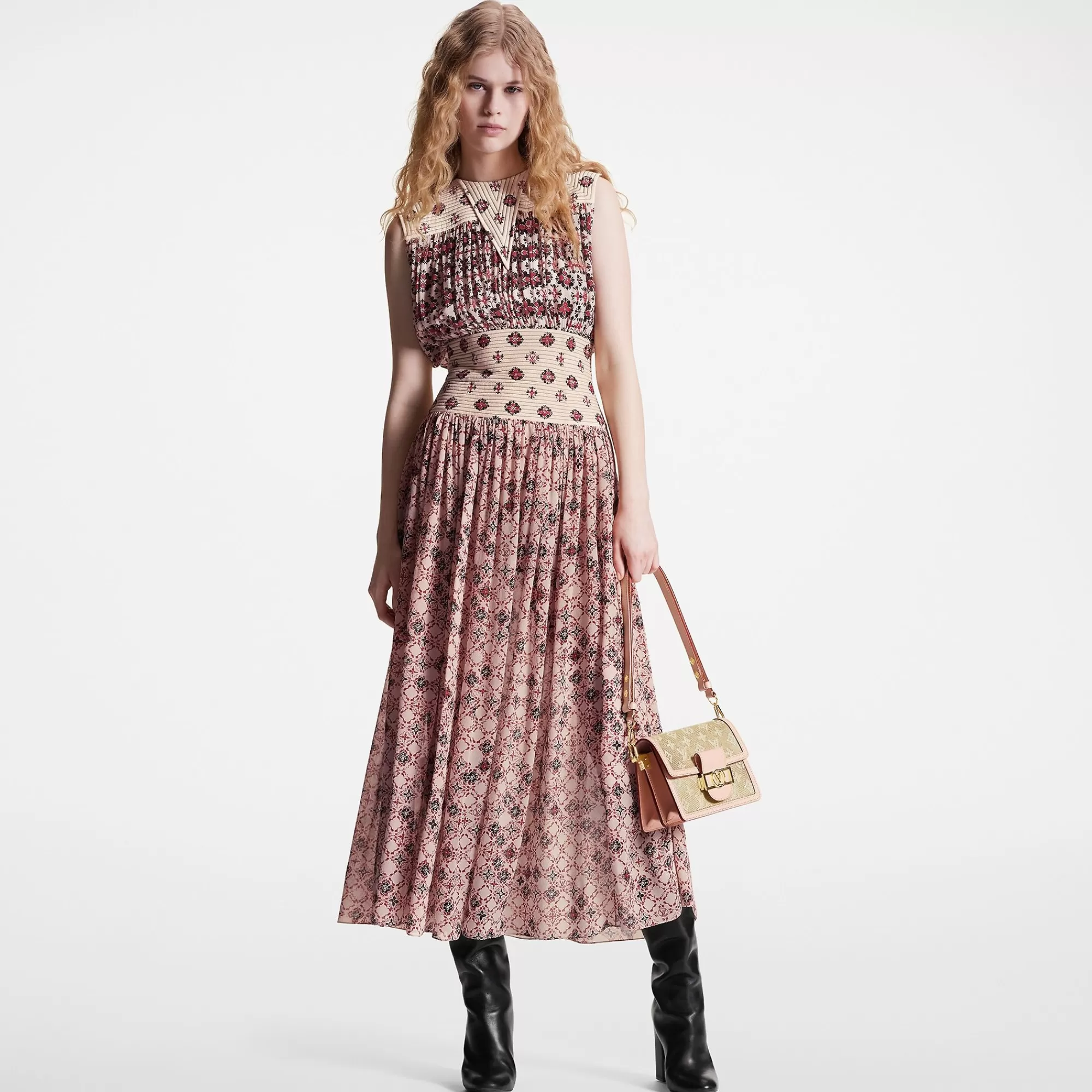 Sale Louis Vuitton Vintage Monogram Silk Midi Dress