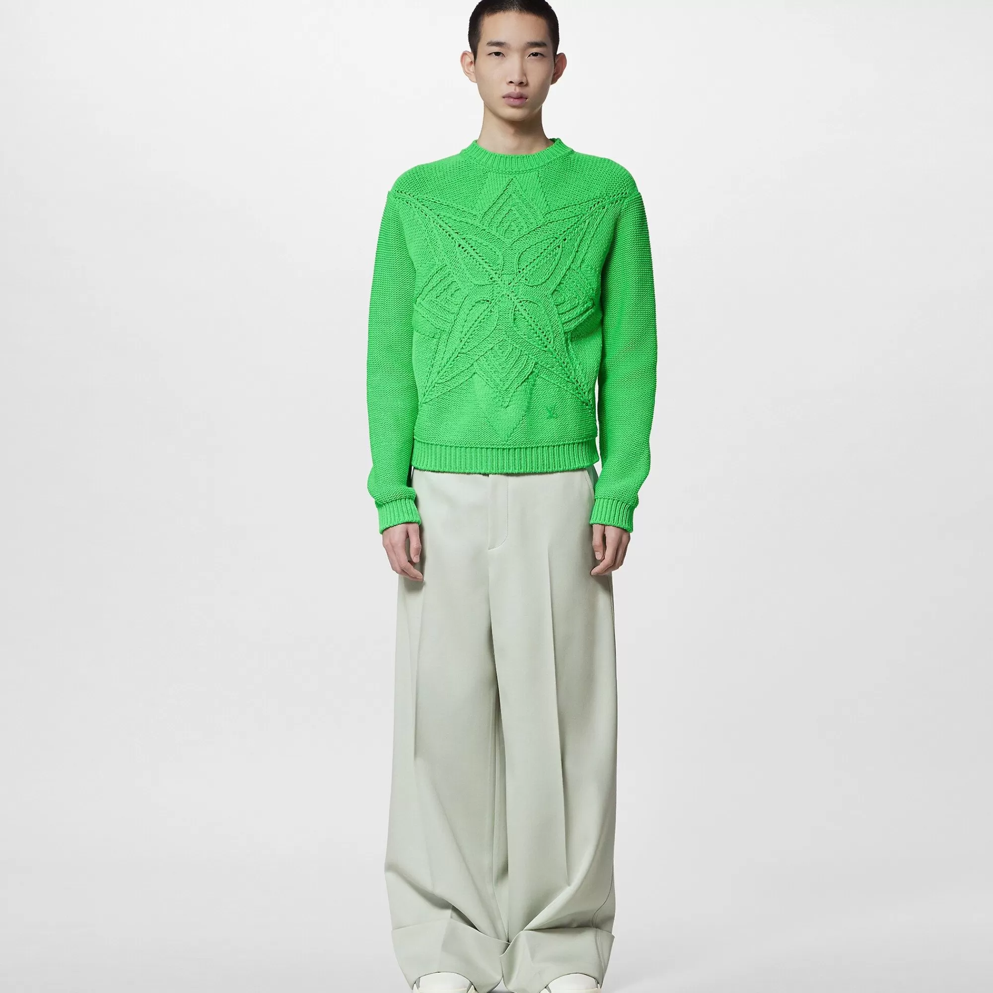 Outlet Louis Vuitton Workwear Cuffed Wool Pants Aqua