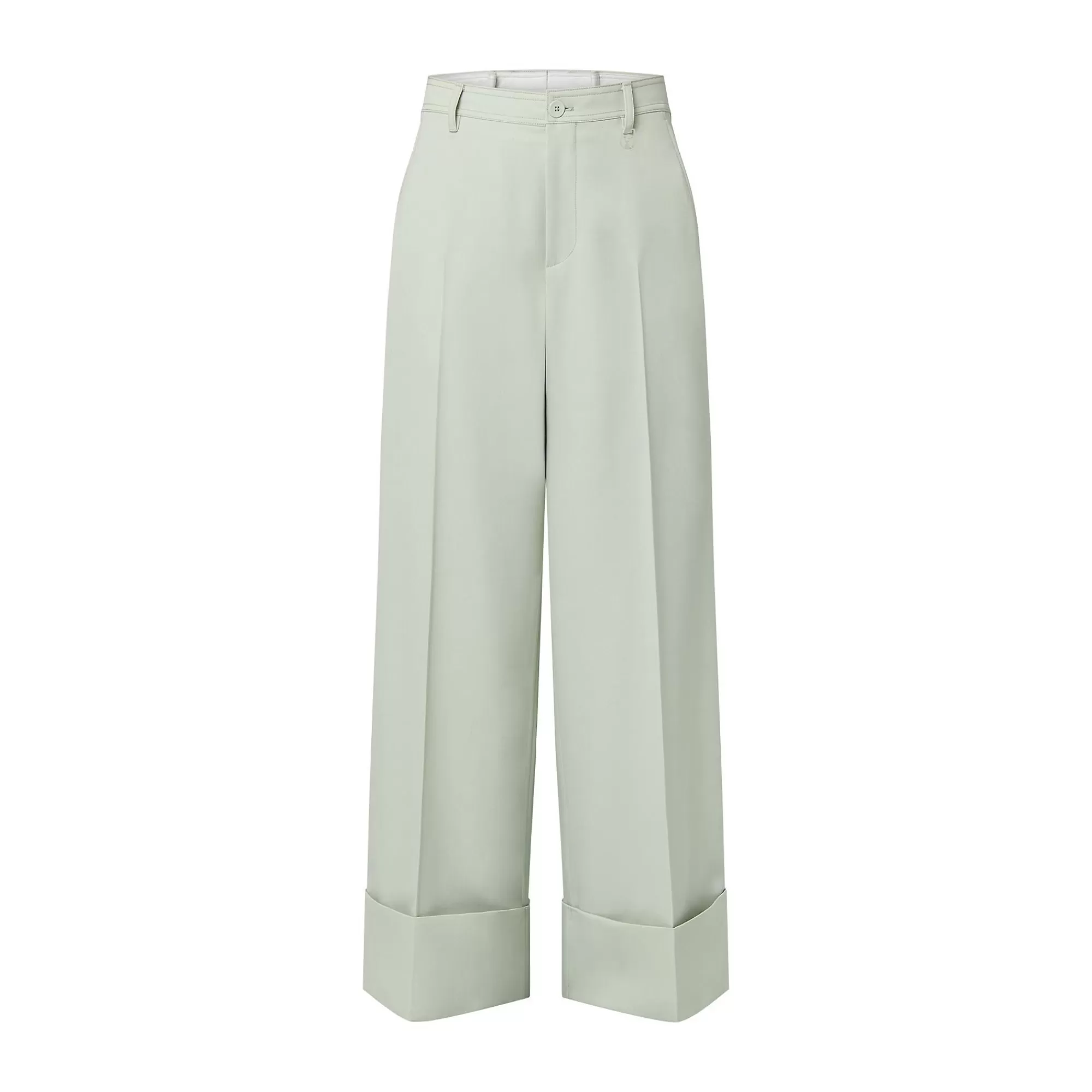 Outlet Louis Vuitton Workwear Cuffed Wool Pants Aqua