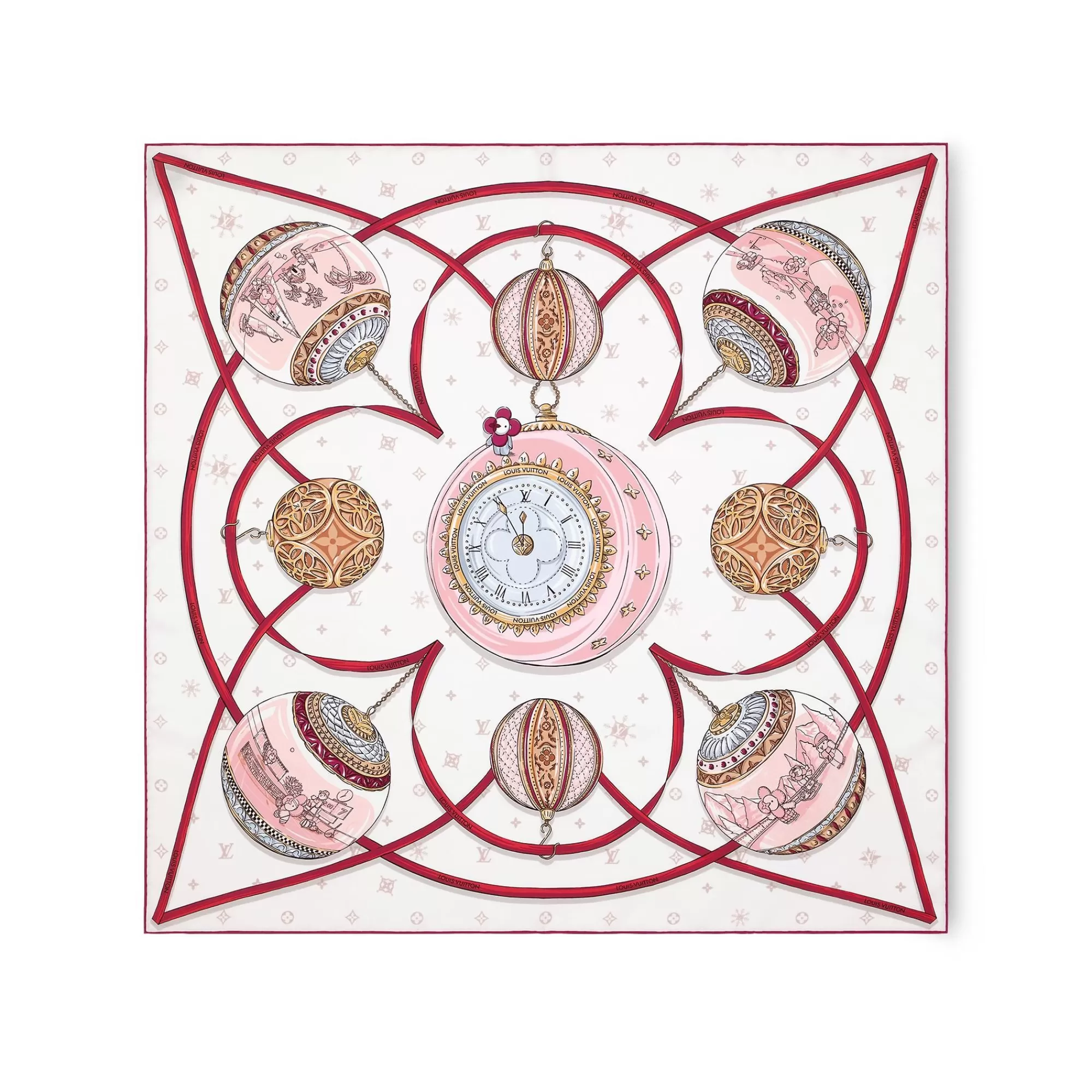 Discount Louis Vuitton Xmas Vivienne Square 90 Cream